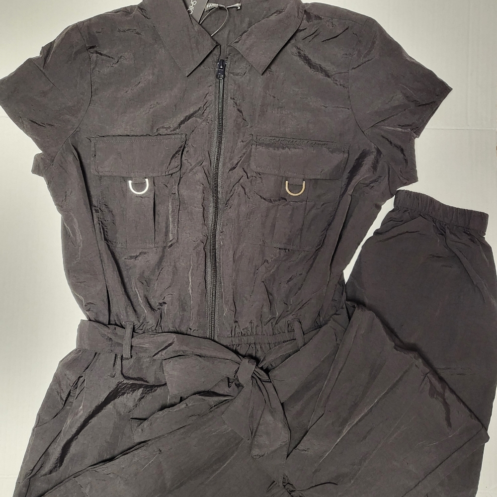 Fashion Nova Women's Black Lean On Me Jumpsuit Size Large